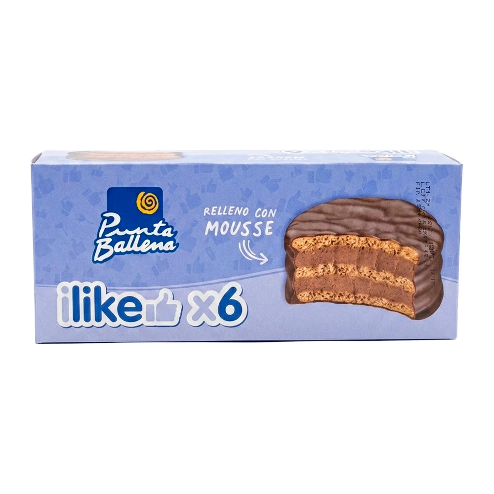 Alfajor Punta Ballena Ilike Preto Recheio de Mousse Caixa 6X55G