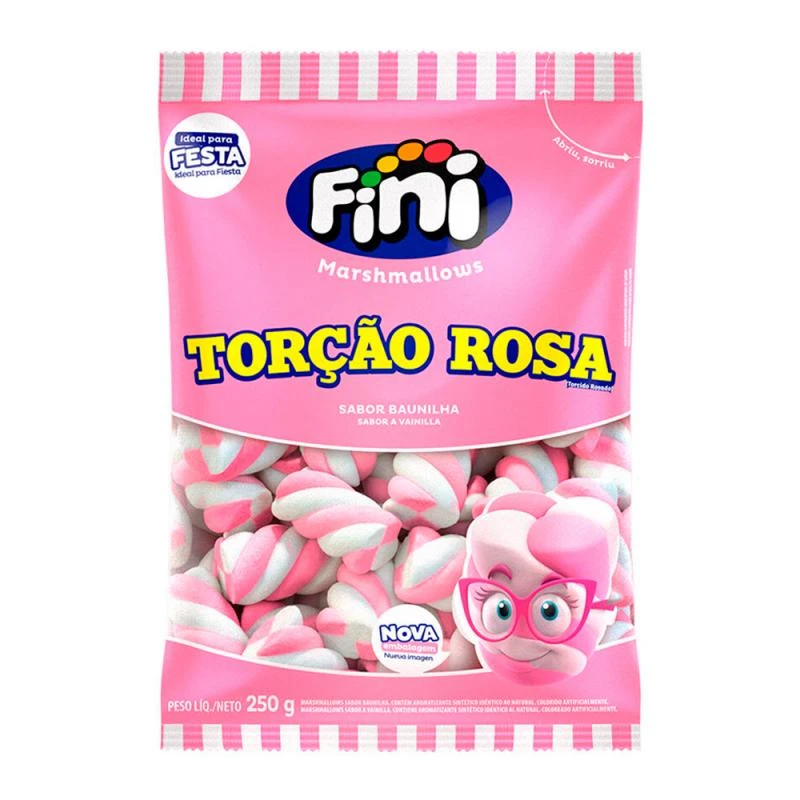 Marshmallow Fini Tubo Torção Rosa 250G