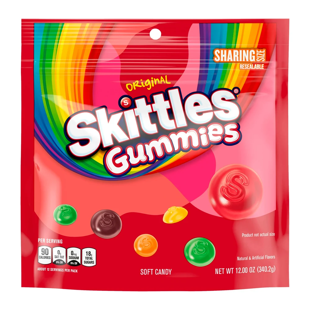Bala de Gelatina Mars Skittles Gummies Original Pacote 340G