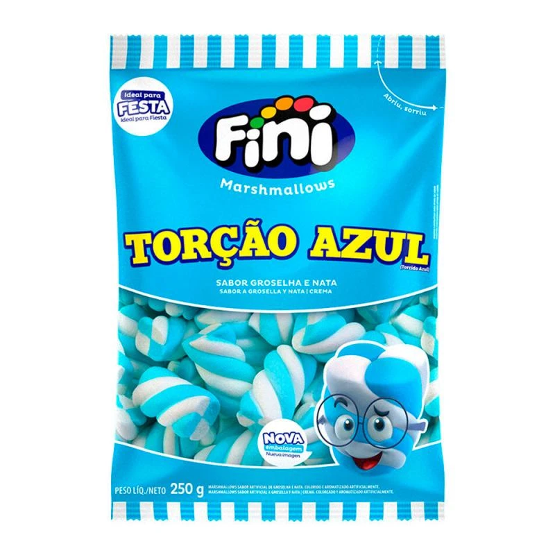 Marshmallow Fini Tubo Torção Azul 250G