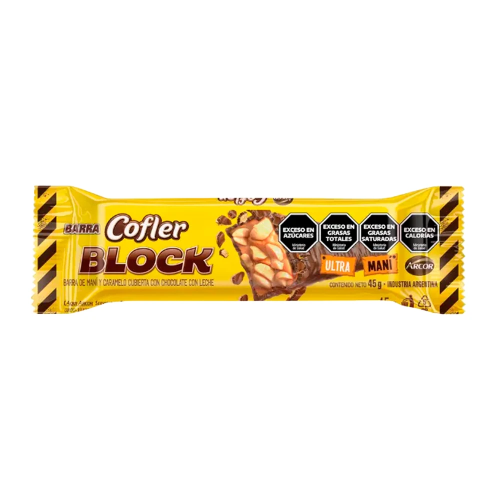 Barra Chocolate Arcor Cofler Block Ultra Amendoim 45G
