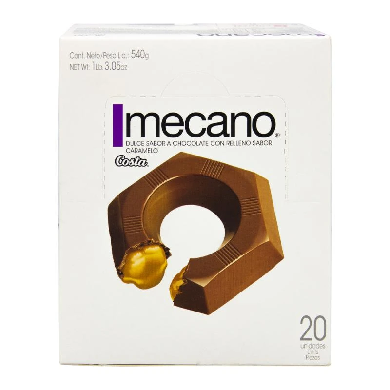 Chocolate Costa Mecano Manjar Com Recheio de Caramelo Caixa Com 20 Unidades