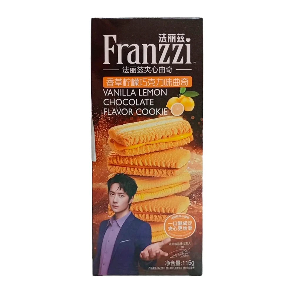 Biscoito Sunssi Franzzi Sandwich Recheio de Baunilha e Limão Caixa 115G