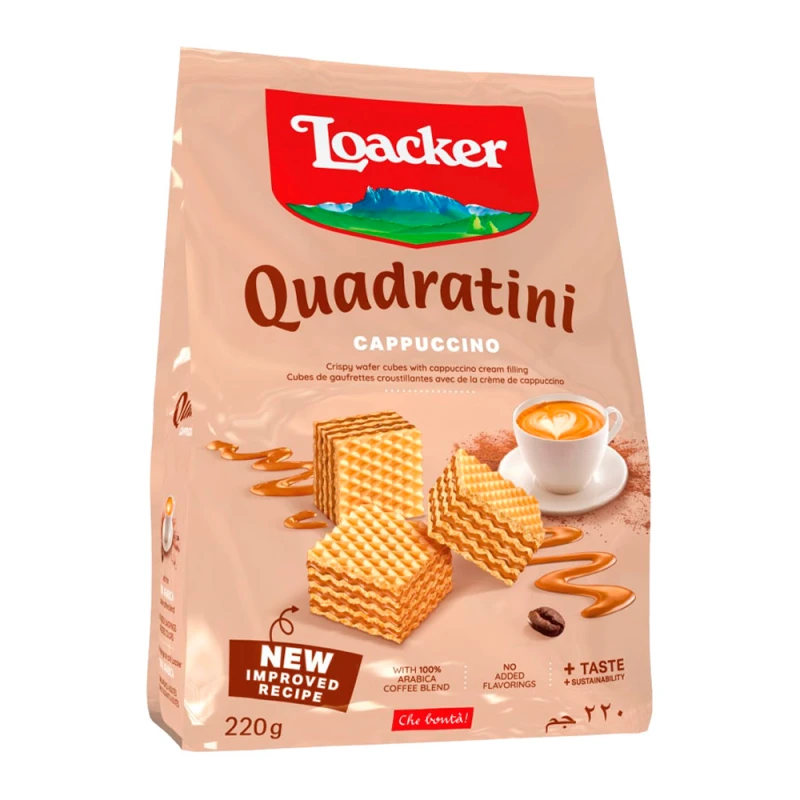Biscoito Wafer Loacker Quadratini Capuccino 220G