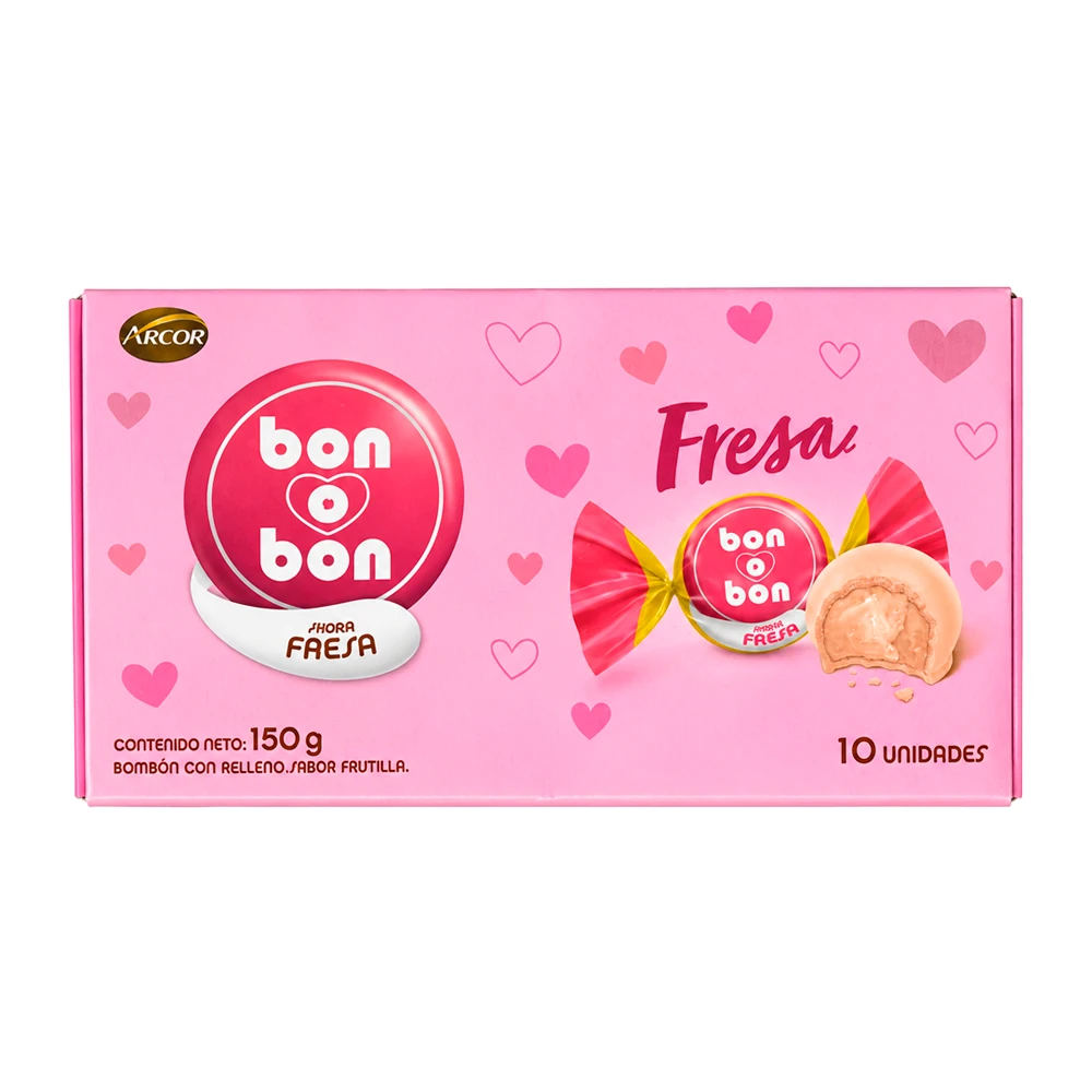 Bombom Arcor Bon o Bon Morango Caixa 150G