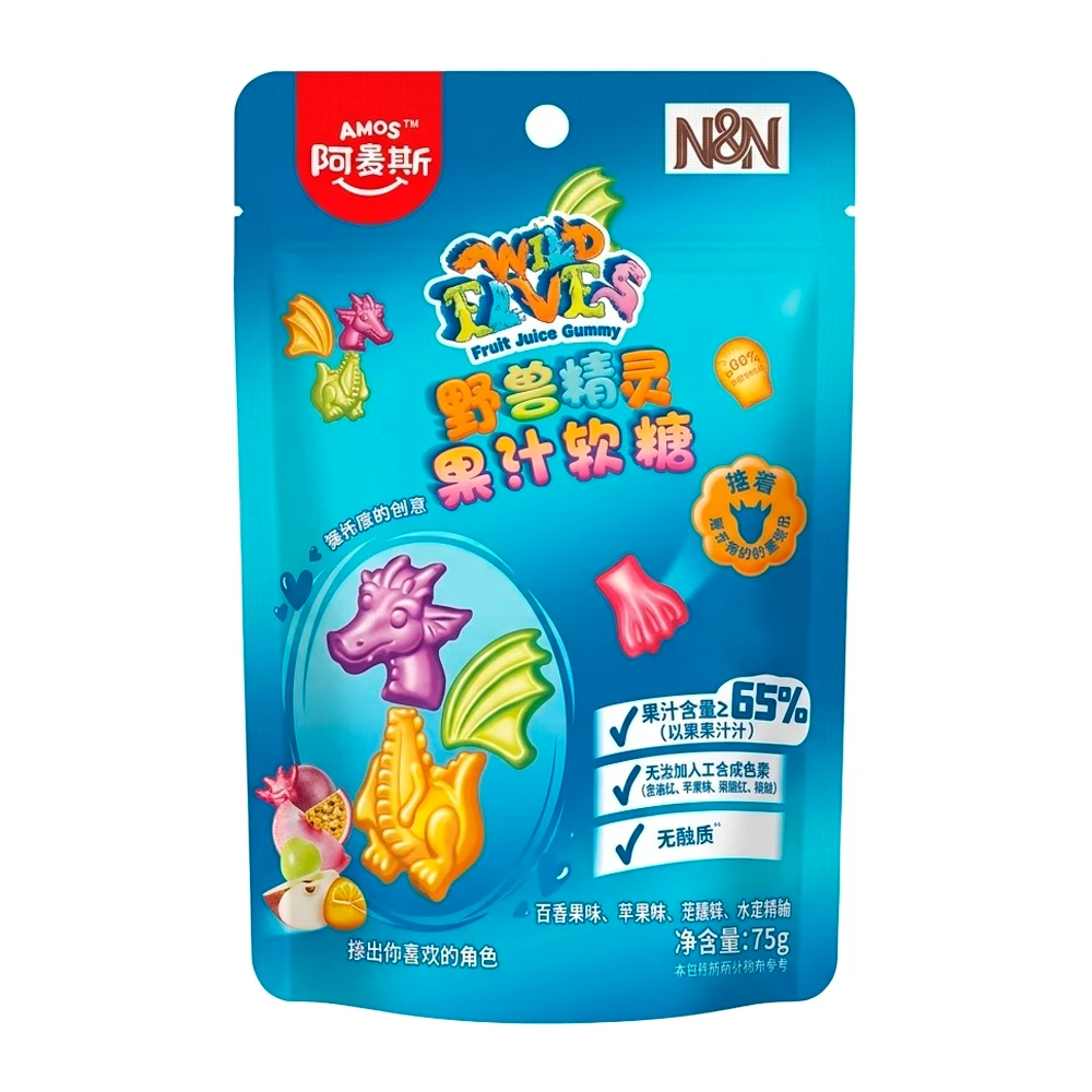 Bala de Gelatina Amos Dragão Mix de Frutas Pacote 75G