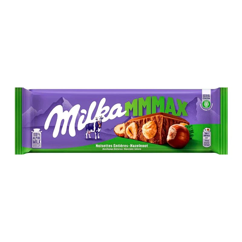 Barra Chocolate Milka Ao Leite C/ Avelãs Inteiras 270G