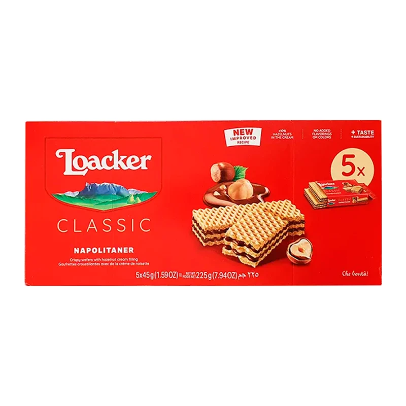 Biscoito Wafer Loacker Napolitaner X5 225G