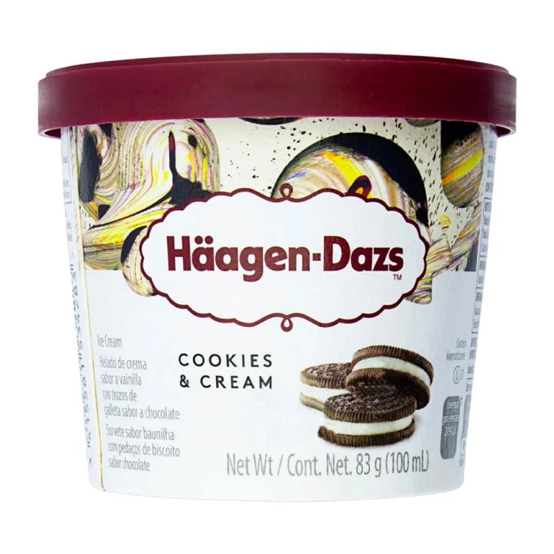 Sorvete Haagen Dazs Mini Cookies Cream Pote 100Ml