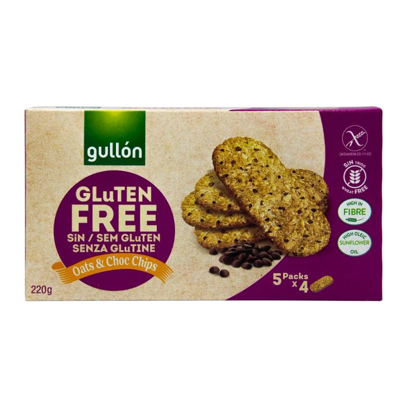 Bolacha Gullon Chips Com Aveia e Chocolate Sem Glúten 220G