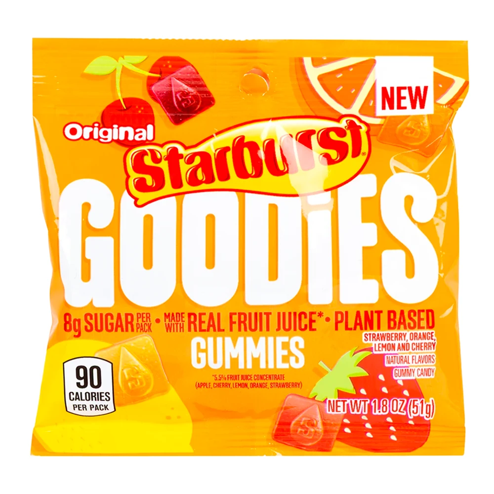 Bala de Gelatina Starburst Goodies Gummies Original Pacote 1.8Oz 51G