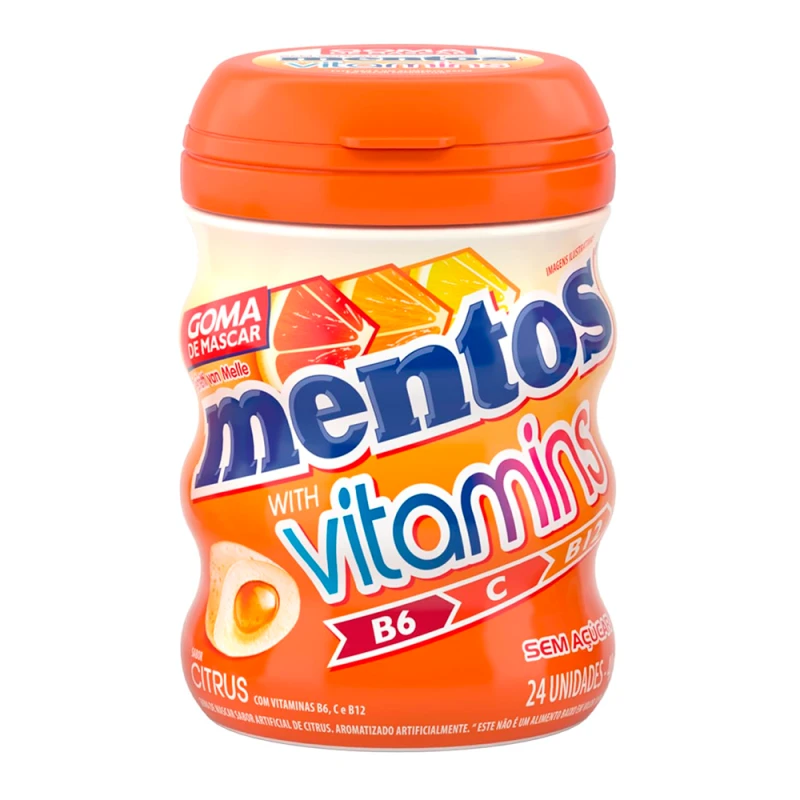 Chicletes Sem Açucar Mentos Citrus Pote 56G