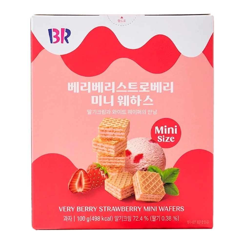 Wafer Br Mini Recheio de Morango Caixa 100G