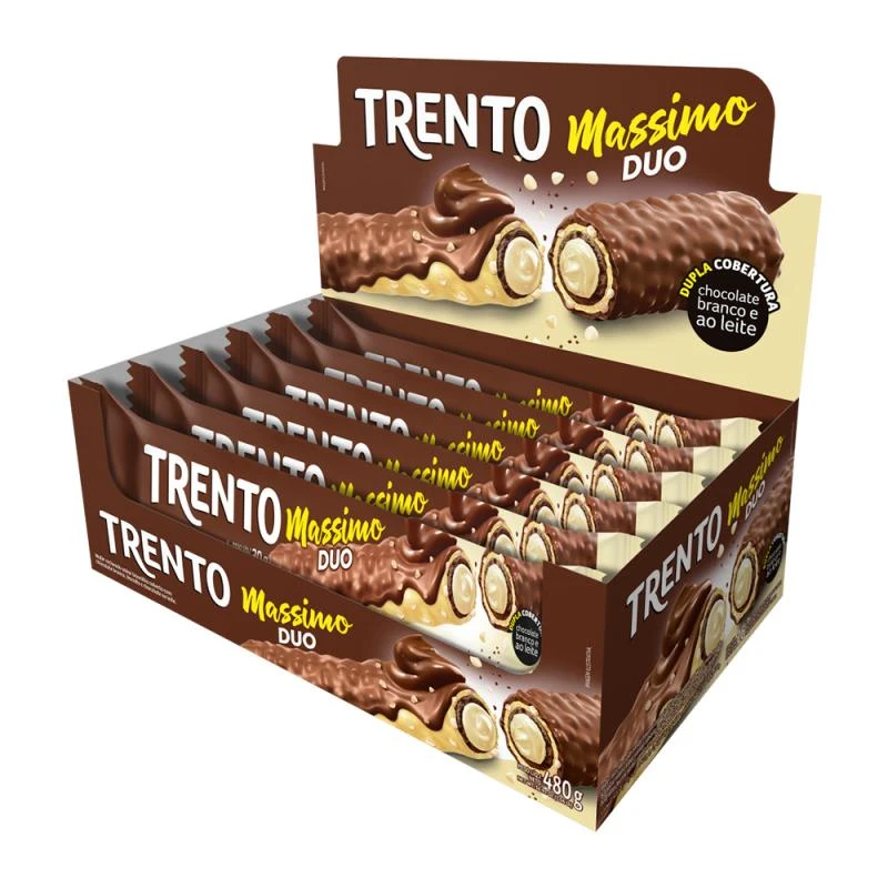 Chocolate Peccin Trento Massimo Duo Ao Leite e Branco Caixa 15X25G