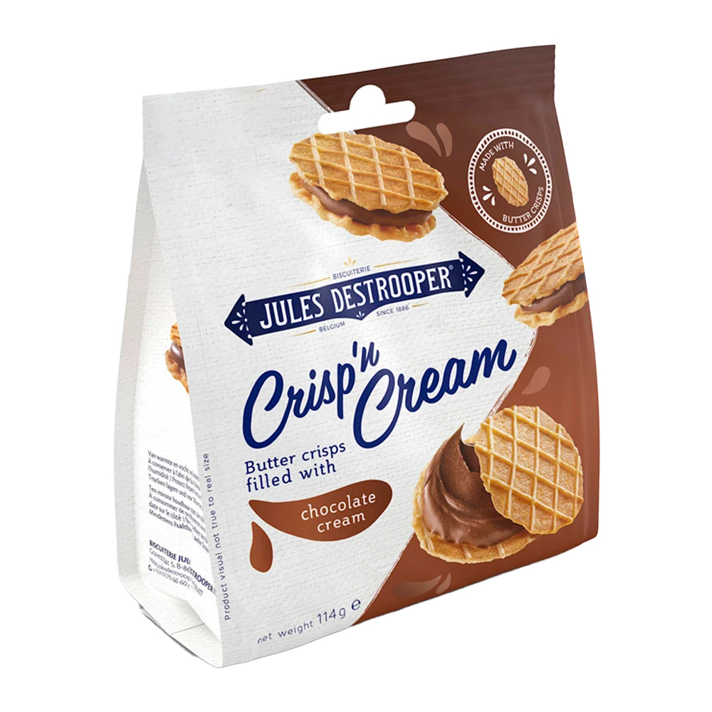 Biscoito Jules Destrooper Butter Crispn Cream Recheio de Chocolate Pacote 114G