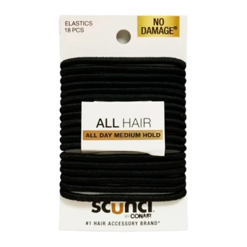 Elástico de Cabelo Scunci Preto Com 18 Unidades