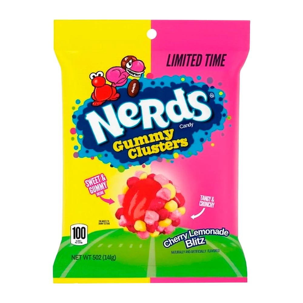 Bala Gelatina Nerds Gummy Clusters Cherry Lemonade Pacote 5Oz 141G