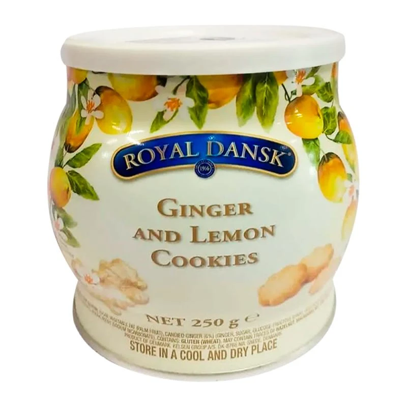 Biscoito Amanteigado Royal Dansk Com Gengibre e Limão 250G 