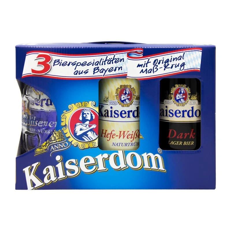 Kit Cerveja Kaiserdom Com Caneca e 3 Latas de 1 Litro