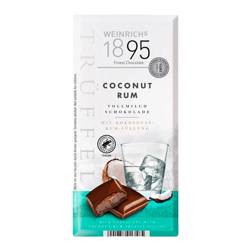 Barra Chocolate Weinrich 1895 Dark 30% Rum e Coco 100G
