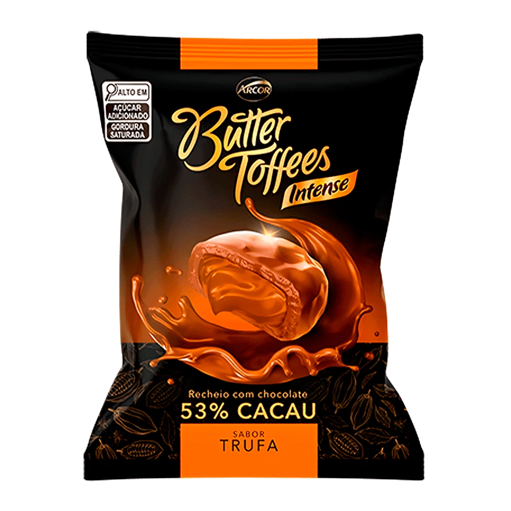 Bala Arcor Butter Toffees 53% Cacau Trufa Pacote 90G