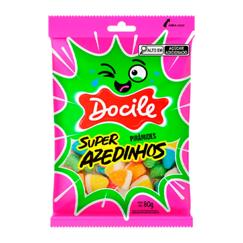 Bala de Gelatina Docile Pirâmide Super Ácido 80G
