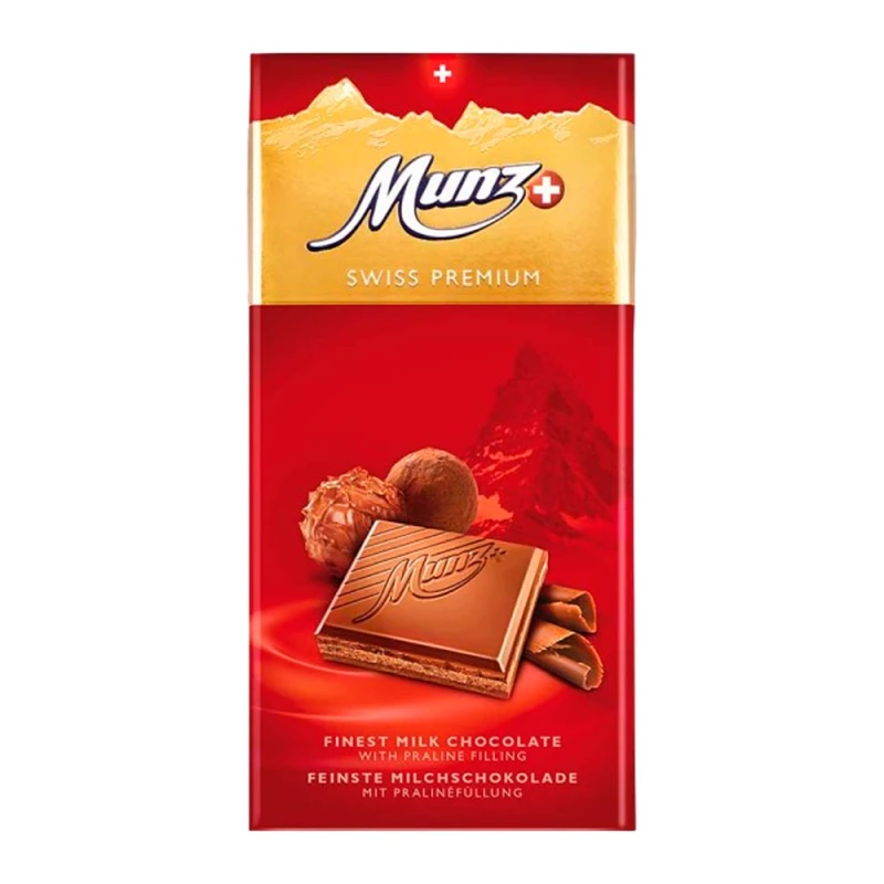Barra de Chocolate Munz Swiss Premium Ao Leite 100G
