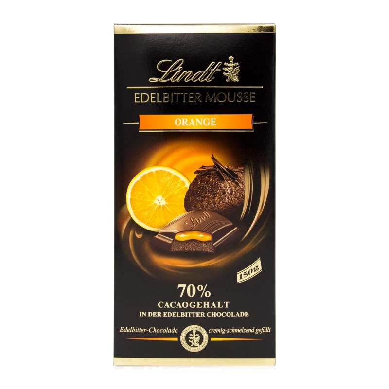 Barra Chocolate Lindt Amargo 70% Mousse de Laranja 150G