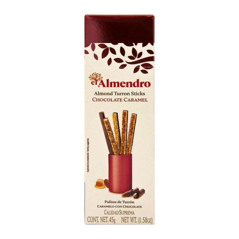 Palitos de Torrone Crocante Com Amêndoas, Caramelo e Chocolate El Almendro 45G