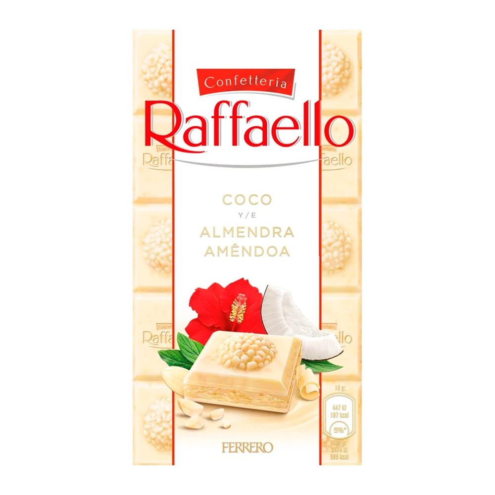 Barra Chocolate Ferrero Raffaello Chocolate Branco 90G