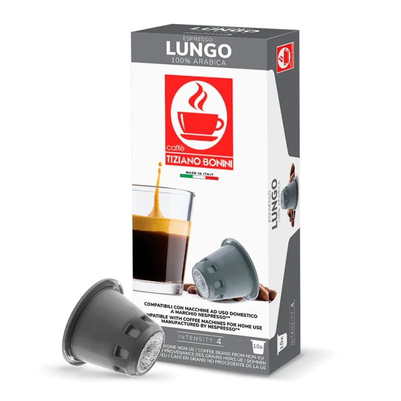 Cápsulas de Café Bonini Lungo Para Máquinas Nespresso Com 10 Unidades