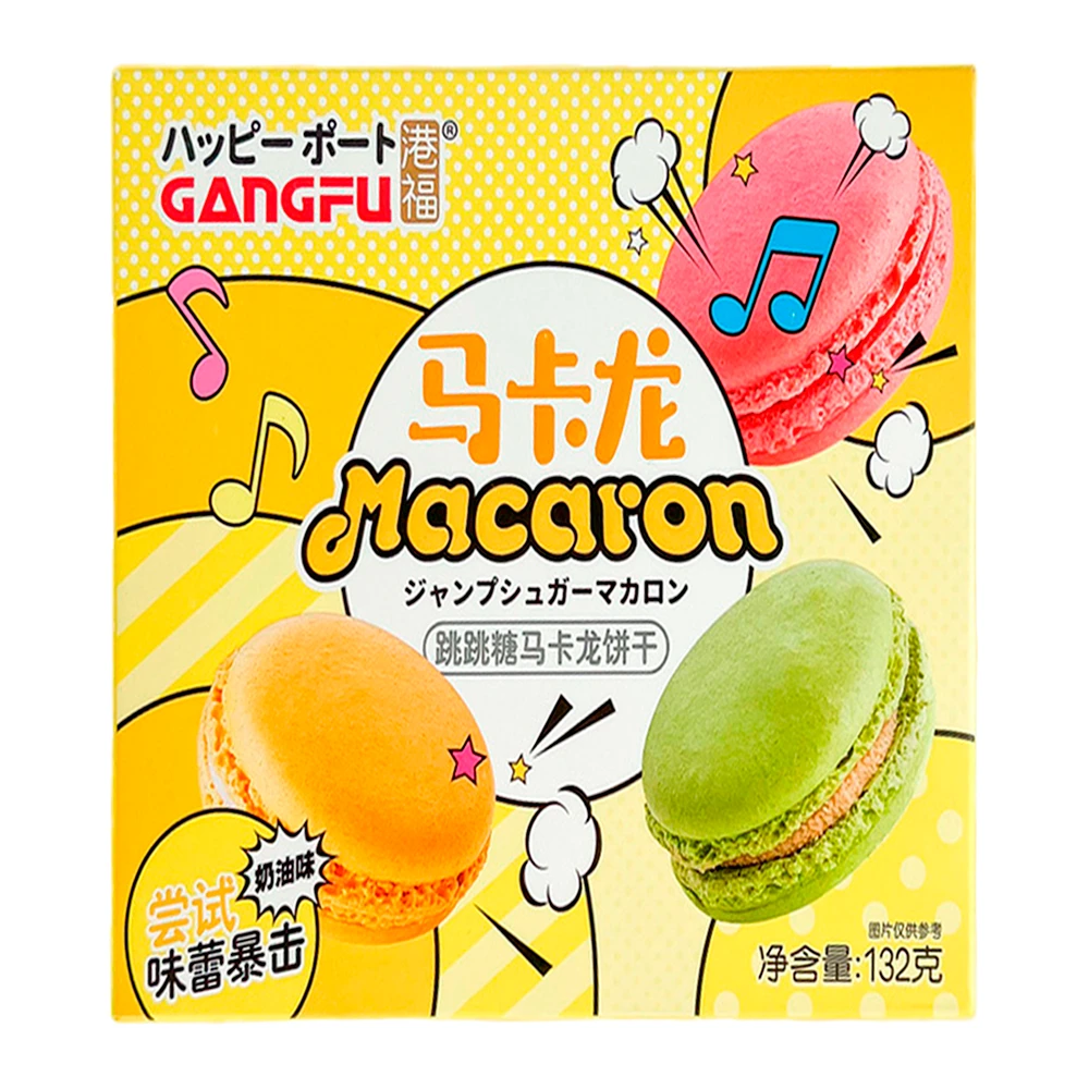 Bolacha Gangfu Macaron de Creme Caixa 132G