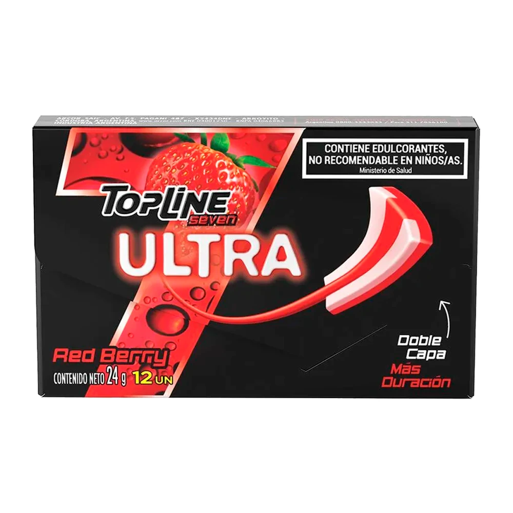 Chiclete Arcor Topline Seven Red Berry 12 Stick 24G