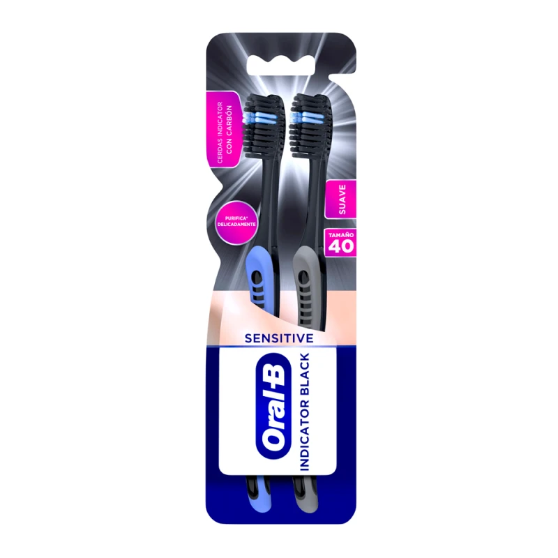 Escova de Dente Macio Oral B Indicator Com Carvão Kit Com 2 Unidades