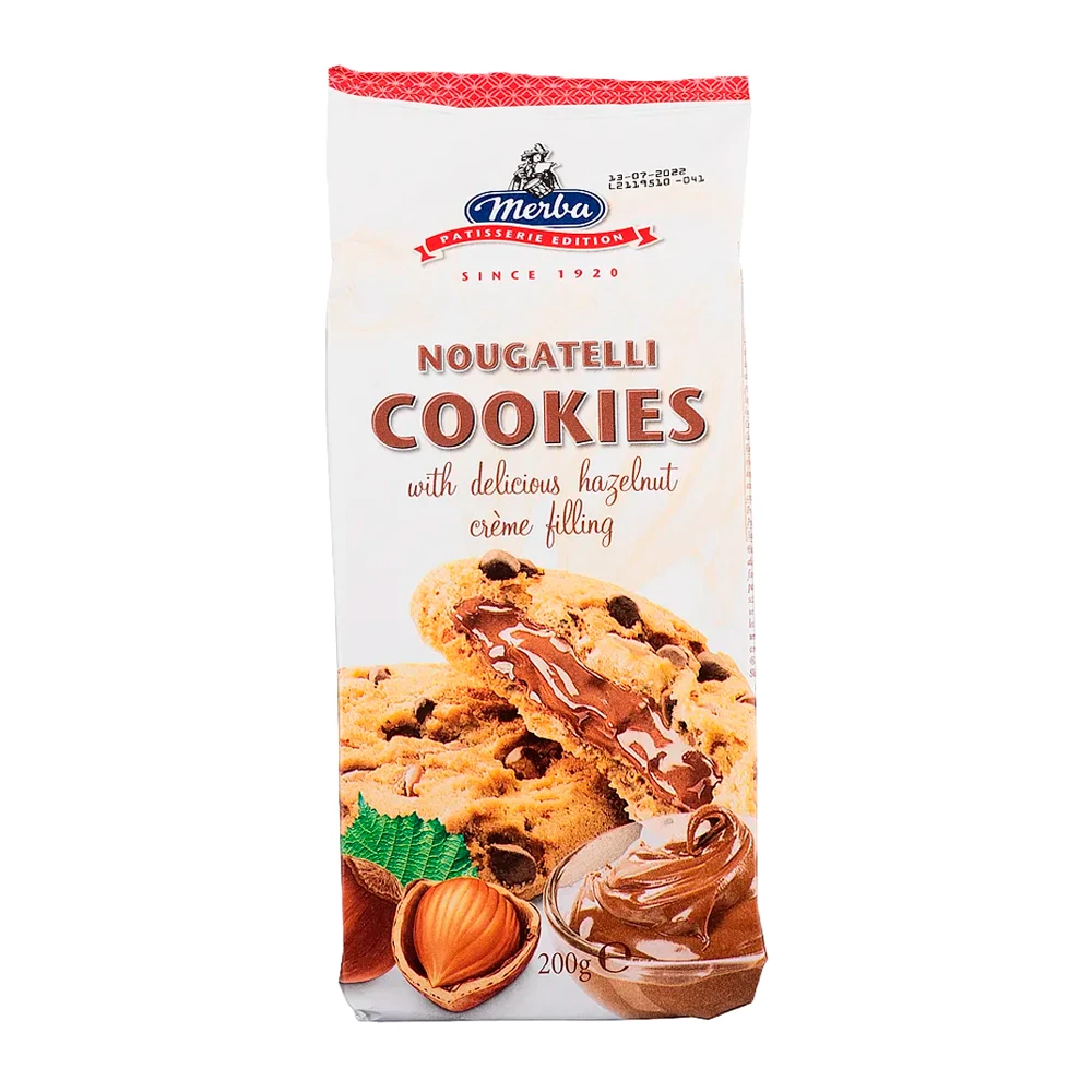 Biscoito Merba Cookies Creme de Avelã Pacote 200G
