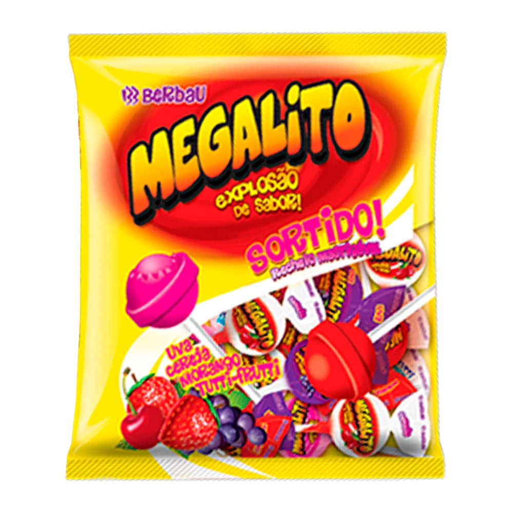 Pirulito Berbau Megalito Sortido Pacote 500G