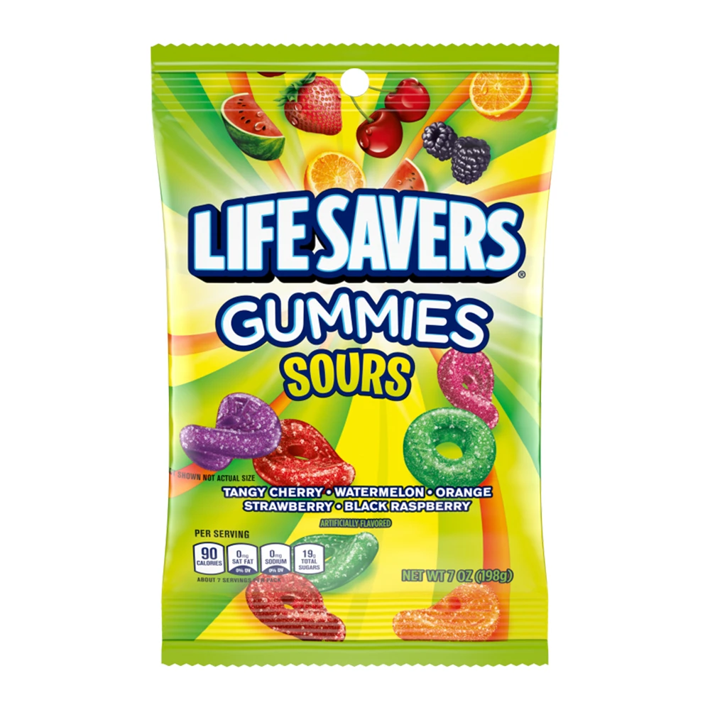 Bala de Gelatina Life Savers Gummies Sour Pacote 7Oz 198G