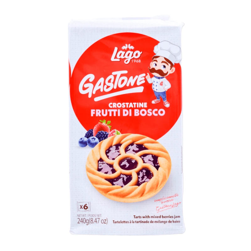 Biscoito Italiano Crostatine Gastone Lago Com Recheio de Frutas Vermelhas 240G