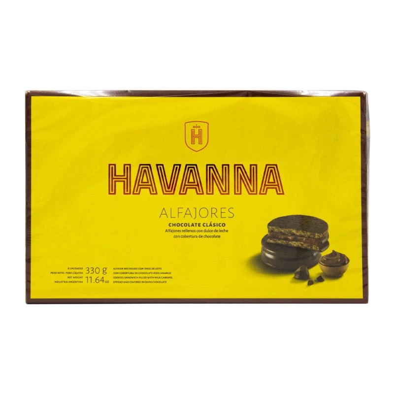 Alfajor Havanna Recheio Doce de Leite Cobertura Chocolate Ao Leite Caixa c/ 6X55G