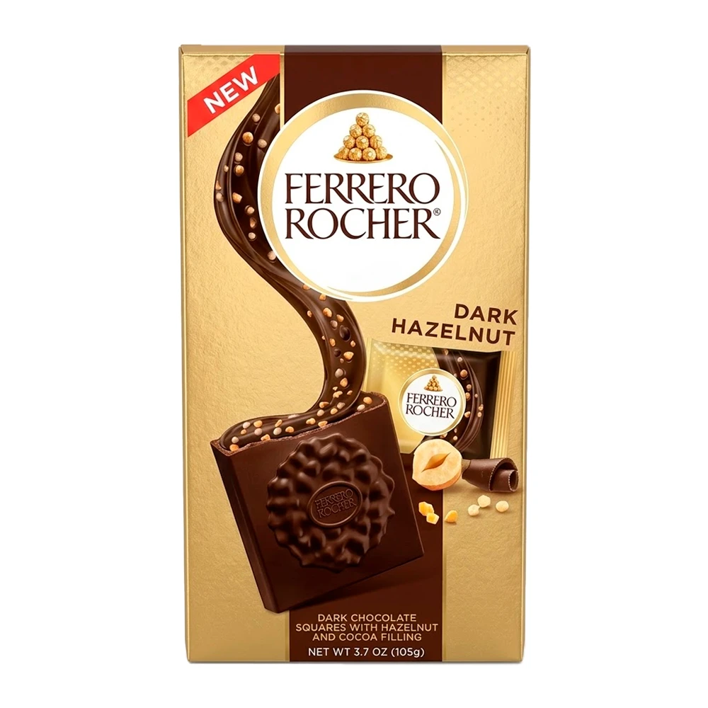 Chocolate Ferrero Rocher Squares Amargo Avelã Pacote 3.7Oz 105G