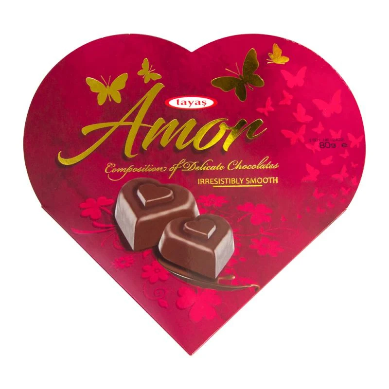 Bom Bom Tayas Amor Caixa Coração Vermelho 80G 