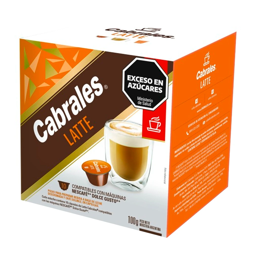 Cápsulas de Café Cabrales Latte Para Máquina Dolce Gusto Com 10 Unidades
