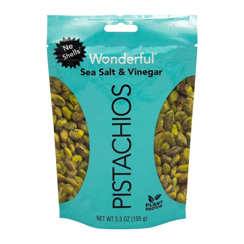 Pistache Wonderful Sem Casca Com Sal Marinho e Vinagre Pacote 155G