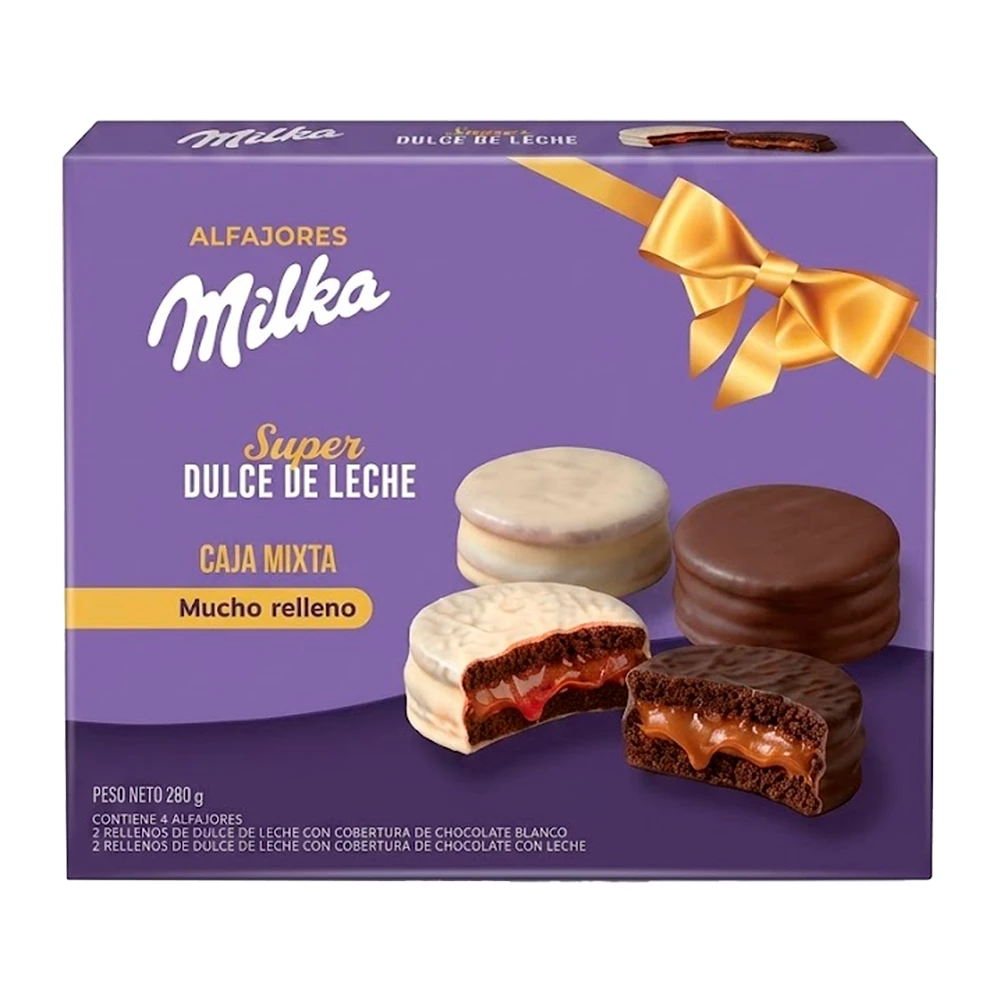 Alfajor Milka Super Doce De Leite Misto Agrupado Caixa 4X70G