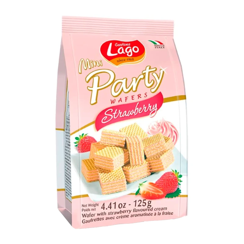 Biscoito Wafer Gastone Lago Party Morango 125G