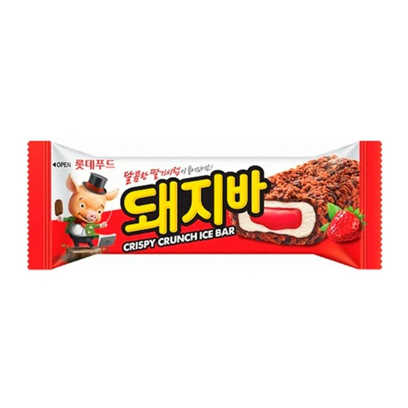 Sorvete Lotte Crispy Crunch Morango Palito 70Ml