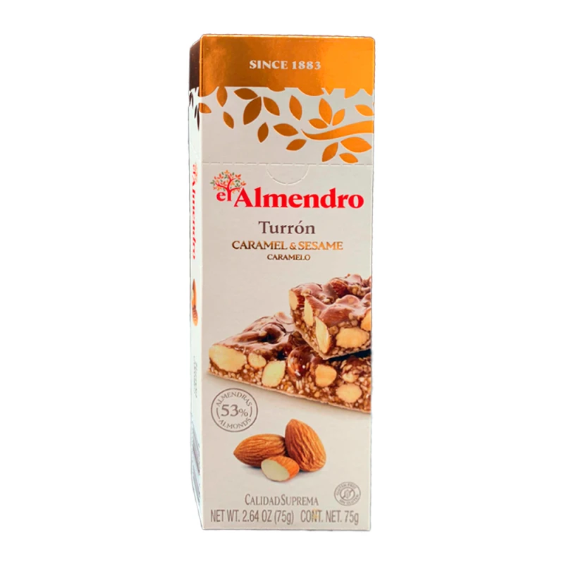 Torrone Crocante de Amêndoas Com Caramelo e Semente de Gergelim El Almendro 75G