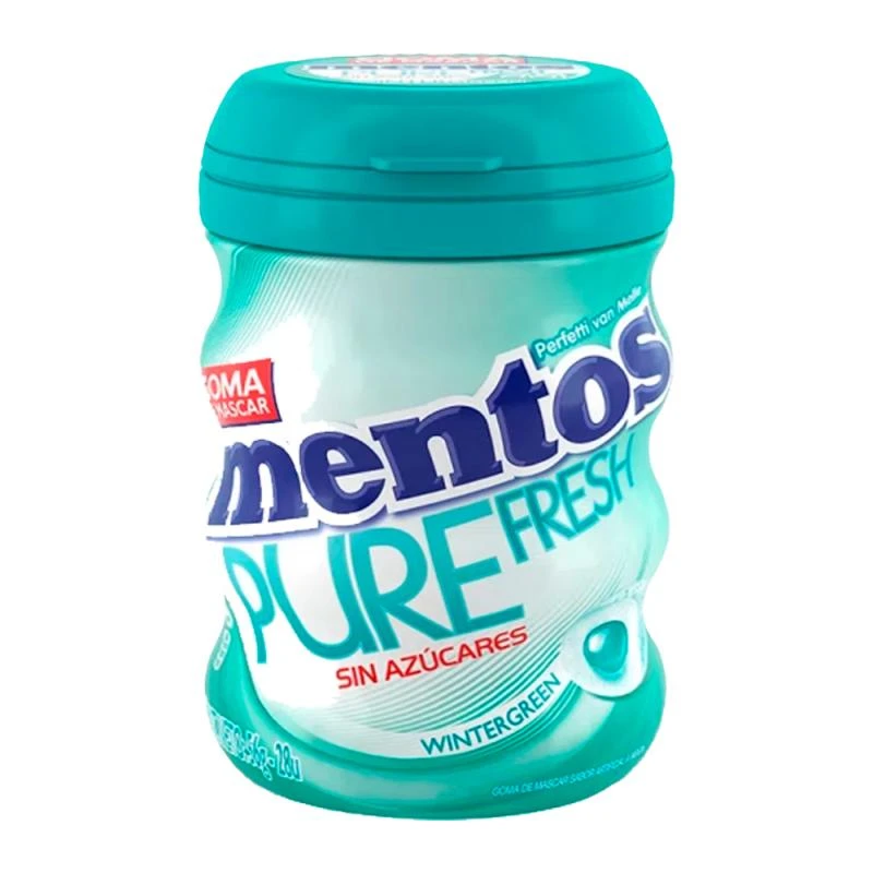 Chicletes Sem Açucar Mentos Winter Green Pote 56G