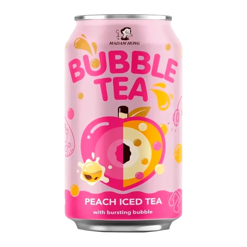 Chá Gelado de Bolhas Madam Hong Pêssego Lata 320Ml
