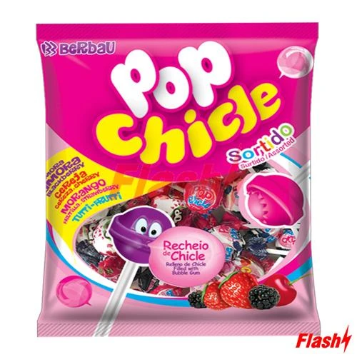 Pirulito Berbau Pop Recheio Chicle Surtido 500G